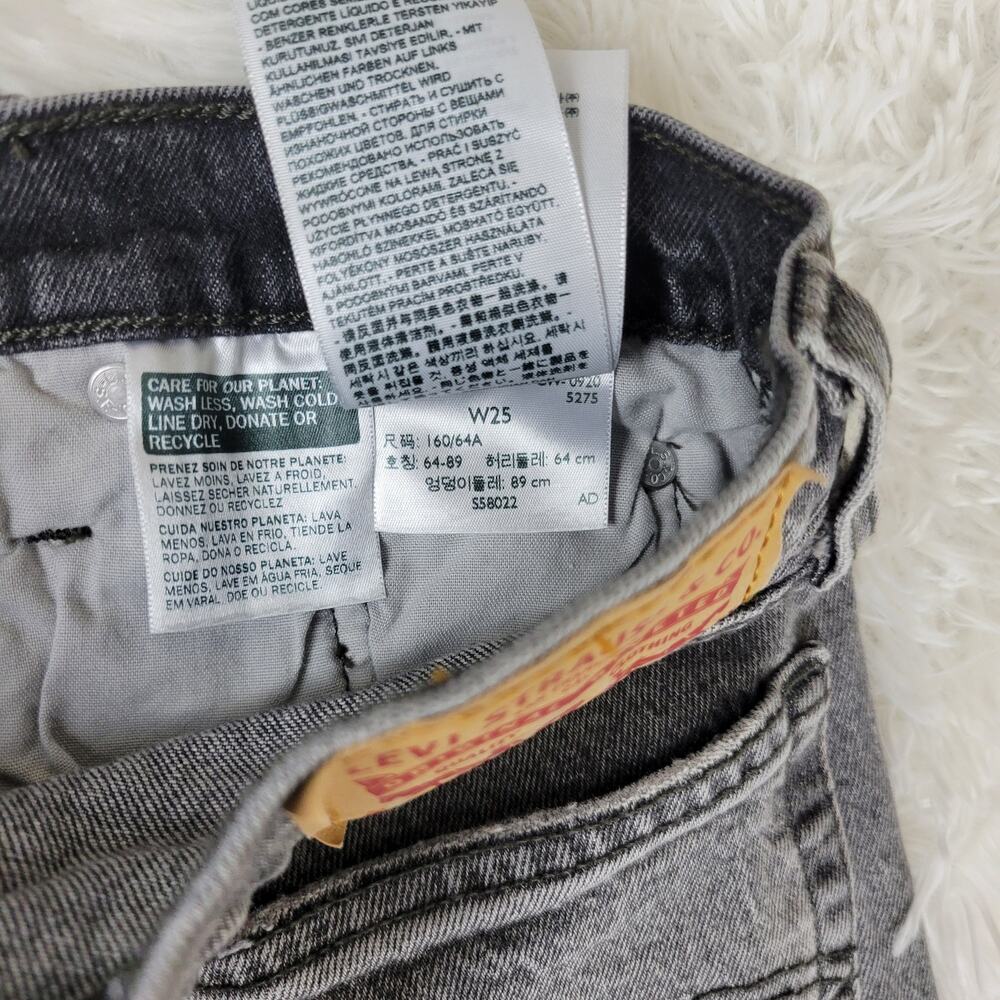 Levis 501 Original‎ High Rise Grey Denim Cut Off Shorts Size W25 Button Fly - Picture 7 of 8